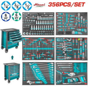 Bộ 356 món trong tủ xe đẩy đựng cộng cụ Total THPTCS73561