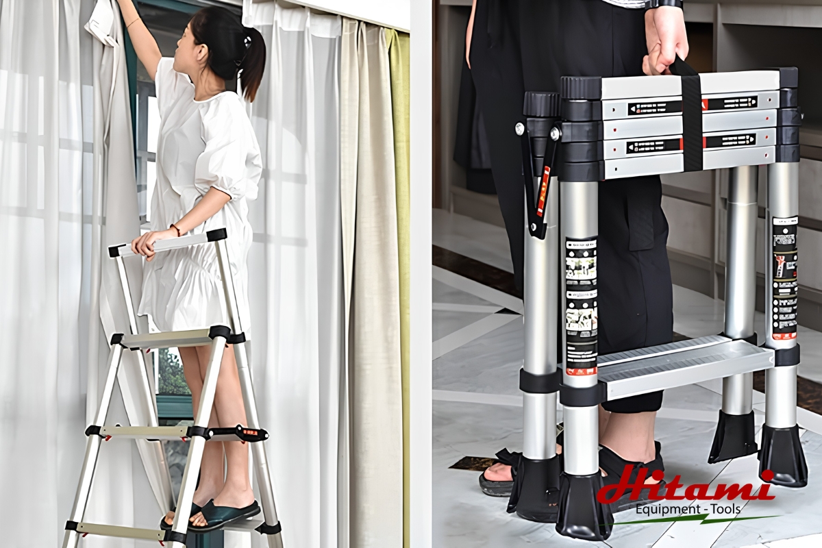 Có nên sử dụng thang nhôm rút đôi? Ưu và nhược điểm cần biết 3 Thang nhôm rút đôi thuận tiện di chuyển