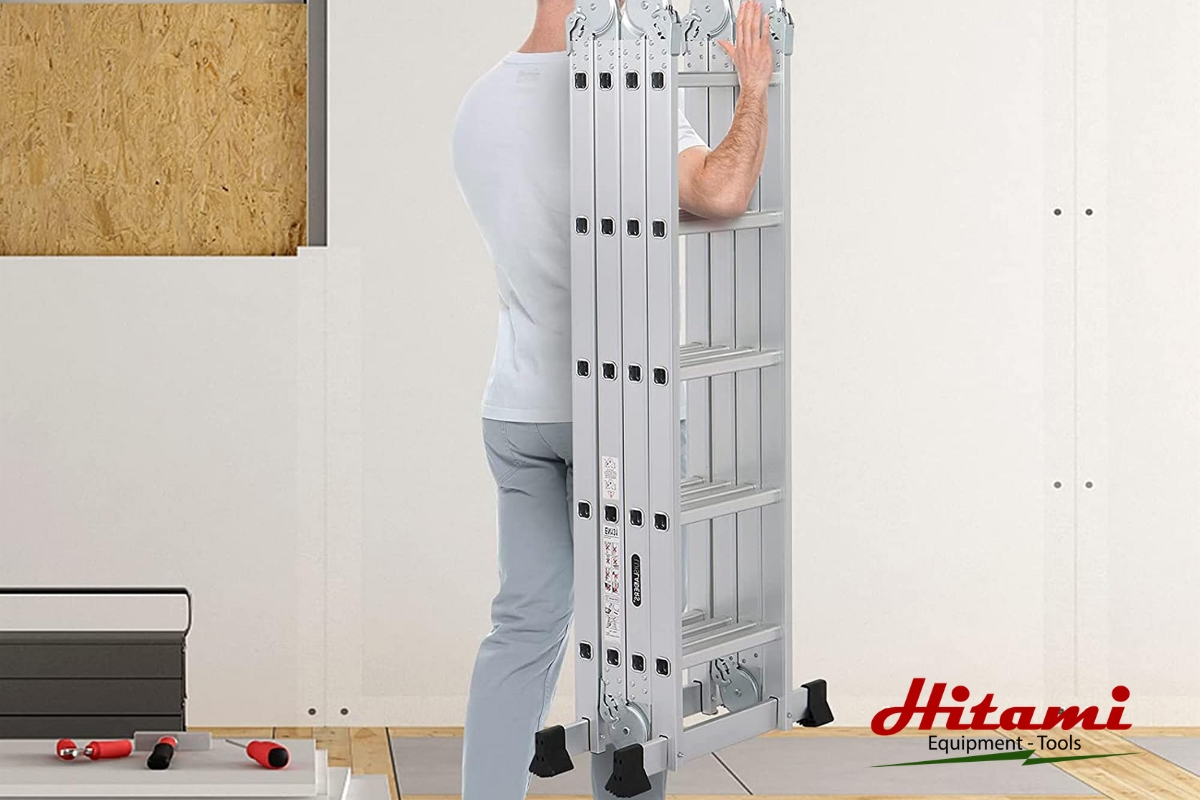 Hướng dẫn cách chọn thang nhôm gấp 4 khúc tốt nhất hiện nay 2 Gấp gọn và dễ di chuyển