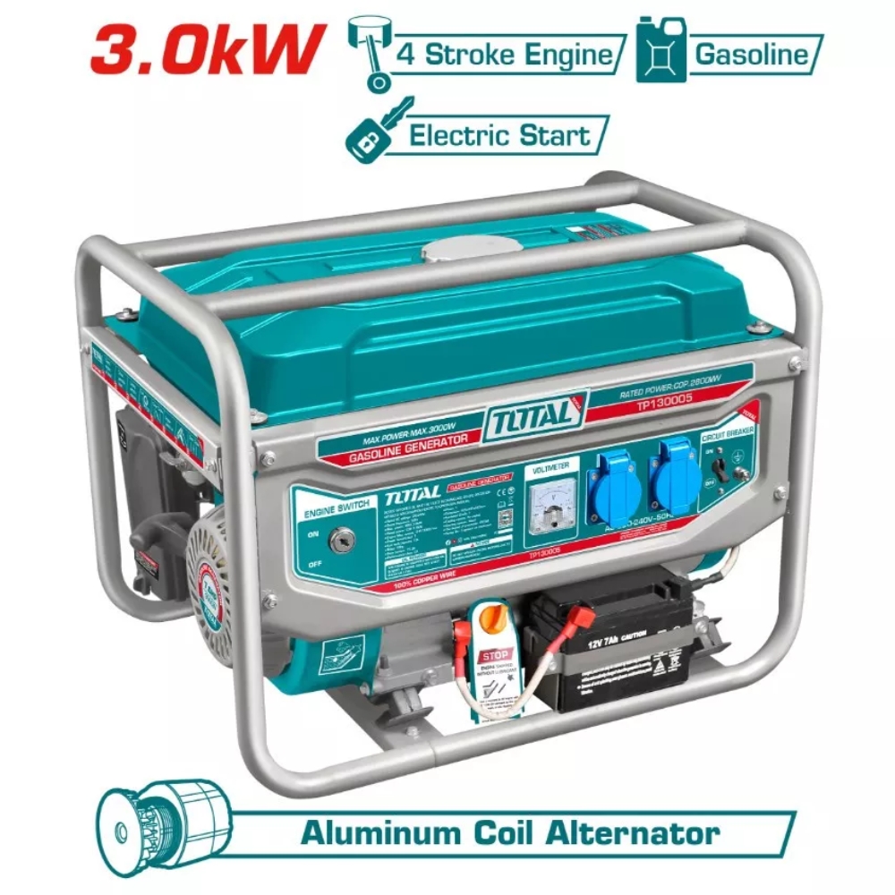 Máy phát điện chạy xăng 3KW Total TP130005 1 Máy phát điện chạy xăng 3KW Total TP130005