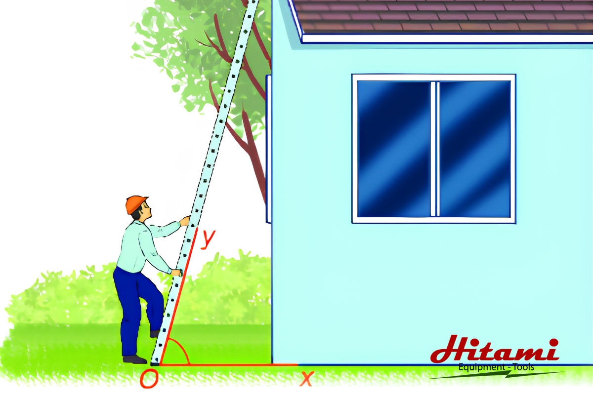 5 sai lầm khi sử dụng thang nhôm bạn nên tránh 4 Điều chỉnh góc nghiêng thang đúng cách