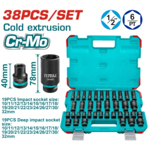 Bộ 38 đầu tuýp lục giác 1/2 inch DR Total THKISD12388L