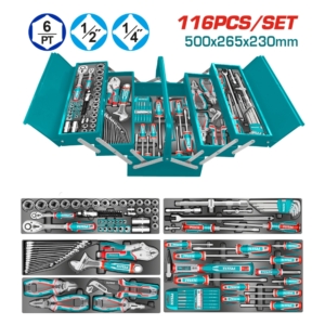 Bộ công cụ 166 chi tiết đựng trong hộp kim loại Total THTCS351167