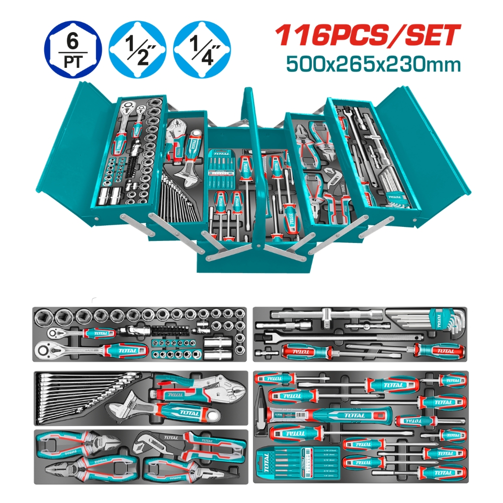 Bộ công cụ 166 chi tiết đựng trong hộp kim loại Total THTCS351167 2 Bộ công cụ 166 chi tiết đựng trong hộp kim loại Total THTCS351167