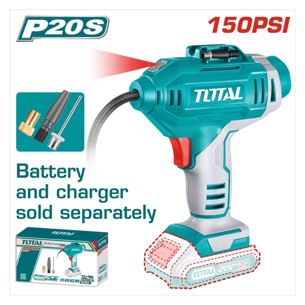 Máy bơm hơi dùng pin 20V Total TACLI2018 (không kèm pin & sạc) 1 Máy bơm hơi dùng pin 20V Total TACLI2018 (không kèm pin & sạc)