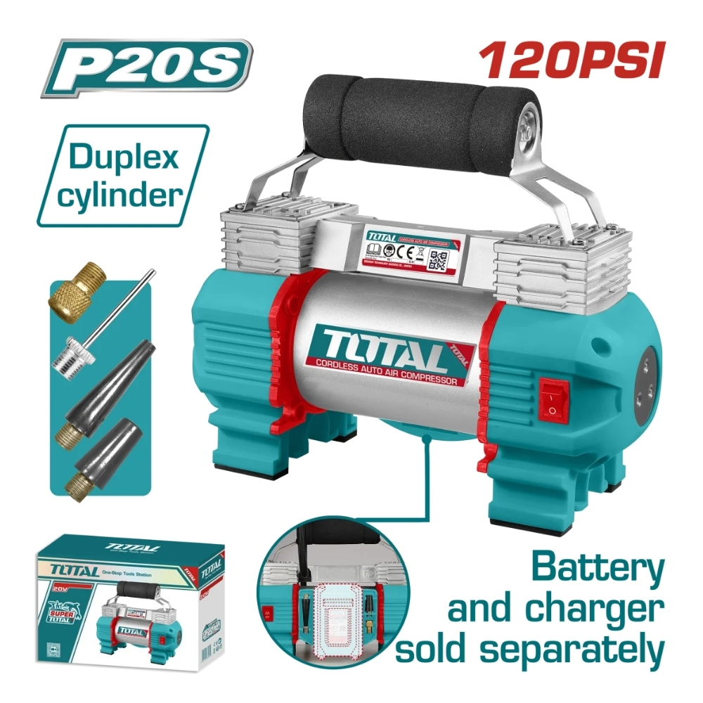 Máy nén khí tự động dùng pin 20V Total TACLI2026 (không kèm pin & sạc) 1 Máy nén khí tự động dùng pin 20V Total TACLI2026 (không kèm pin & sạc)