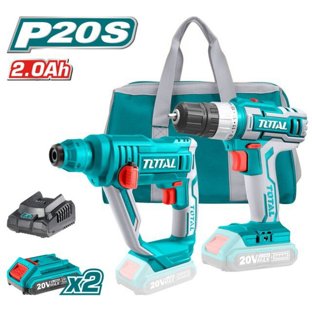 Bộ combo máy khoan động lực TRHLI1601 và máy khoan TDLI20024 dùng pin 20V Total TCKLI2008 1 Bộ combo máy khoan động lực TRHLI1601 và máy khoan TDLI20024 dùng pin 20V Total TCKLI2008