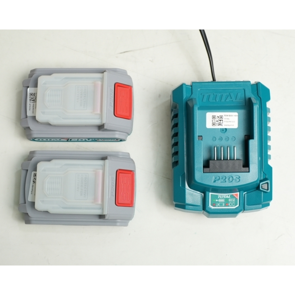 Bộ 2 pin TFBLI20011 và 1 sạc TFCLI2001 dùng pin 20V Total TFBCPK2212 4 TFBCPK2212-3