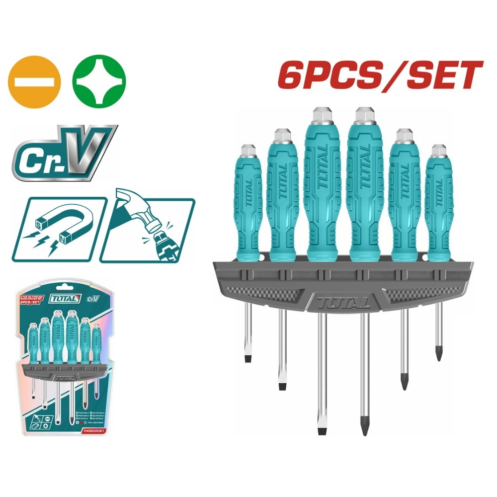 Bộ 6 tua vít đóng xuyên Total THGSS35061 1 Bộ 6 tua vít đóng xuyên Total THGSS35061