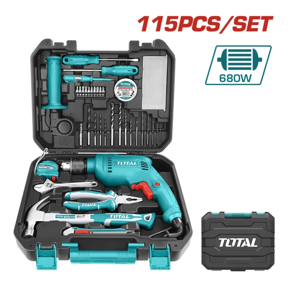 Bộ 115 món bao gồm máy khoan búa TG1061356E Total THKTHP1152C 1 Bộ 115 món bao gồm máy khoan búa TG1061356E Total THKTHP1152C