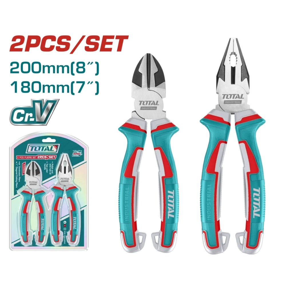 Bộ 2 kềm răng 8" & kềm cắt 7" Total THT2K0206 1 Bộ 2 kềm răng 8" & kềm cắt 7" Total THT2K0206