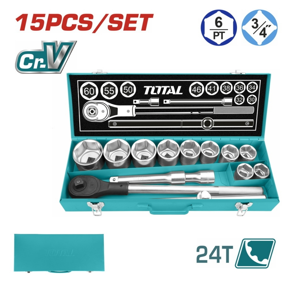 Bộ 15 đầu tuýp 3/4" Total THT341151 1 Bộ 15 đầu tuýp 3/4" Total THT341151