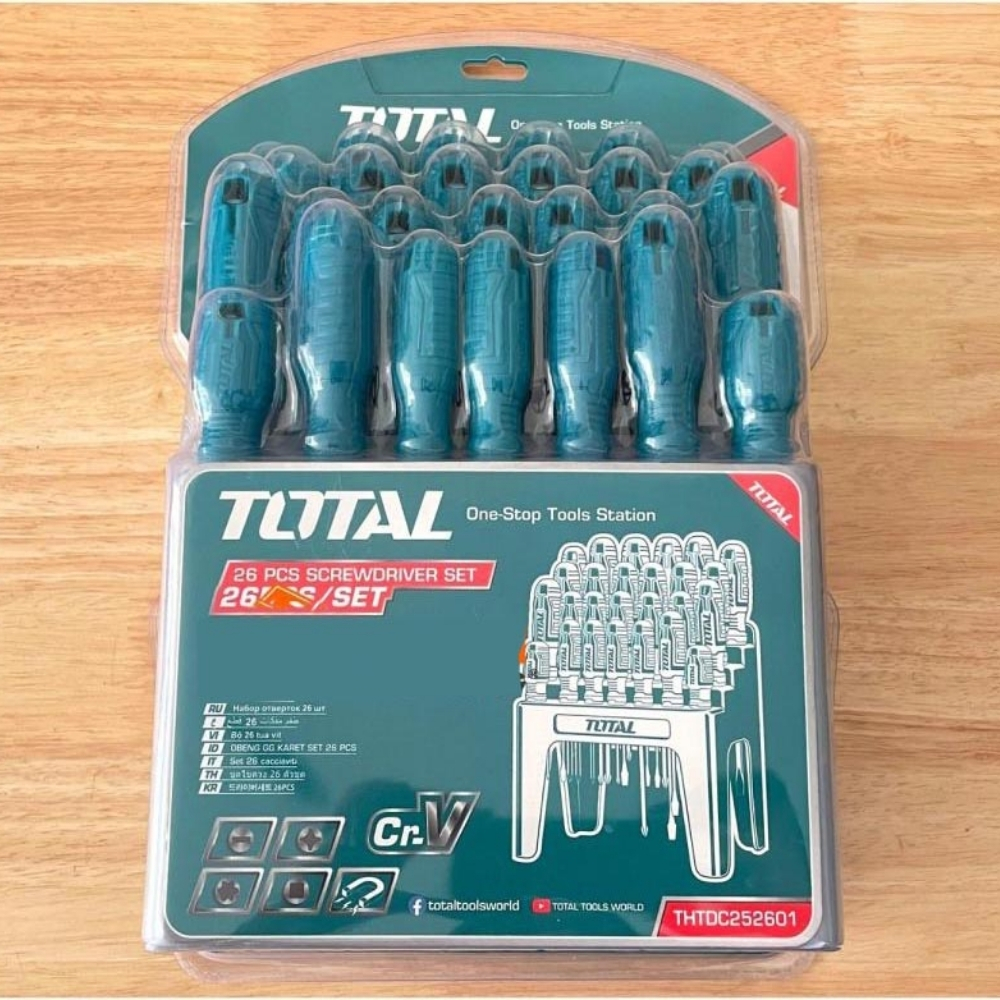 Bộ 26 tua vít dẹp, bake, sao, vuông Total THTDC252601 2 THTDC252601-2