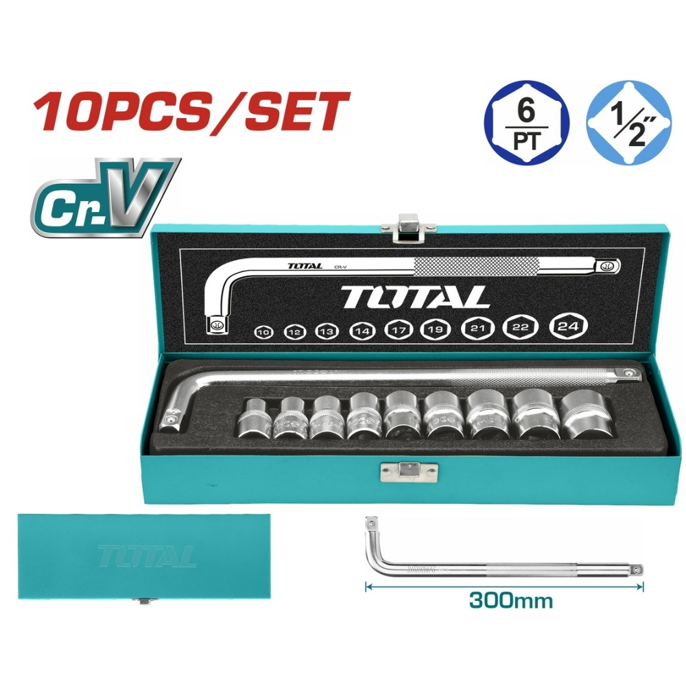 Bộ 10 đầu tuýp 1/2" Total THTL121101 1 Bộ 10 đầu tuýp 1/2" Total THTL121101