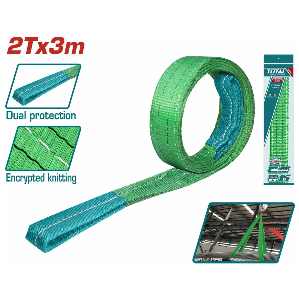 Dây cáp vải cẩu hàng xanh lá 2Tx3m Total THTWS0203 1 Dây cáp vải cẩu hàng xanh lá 2Tx3m Total THTWS0203