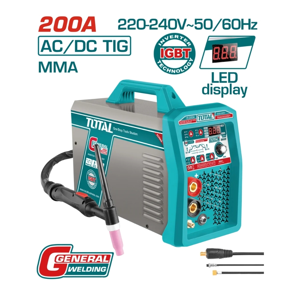 Máy hàn TIG/MMA AC DC Inverter 200A/68V Total TIGACDC2001 1 Máy hàn TIG/MMA AC DC Inverter 200A/68V Total TIGACDC2001