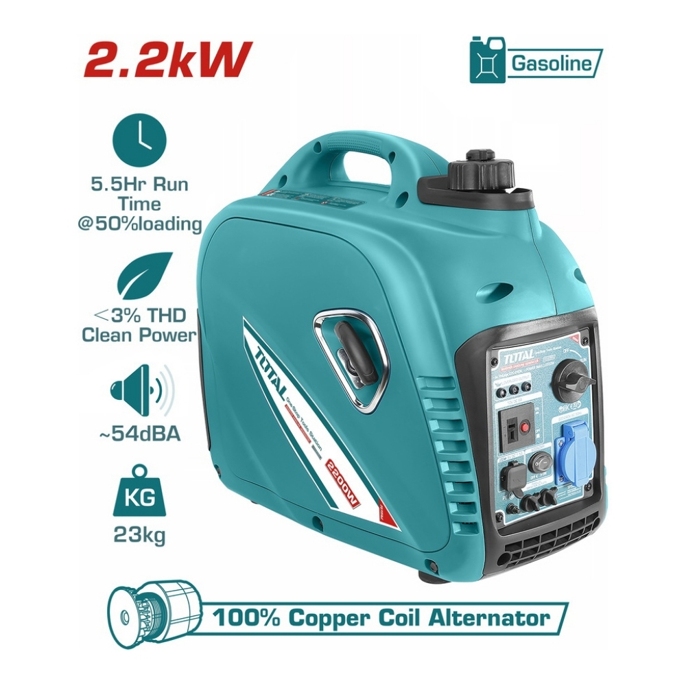 Máy phát điện biến tần dùng xăng 2Kw Total TP530001 1 Máy phát điện biến tần dùng xăng 2Kw Total TP530001