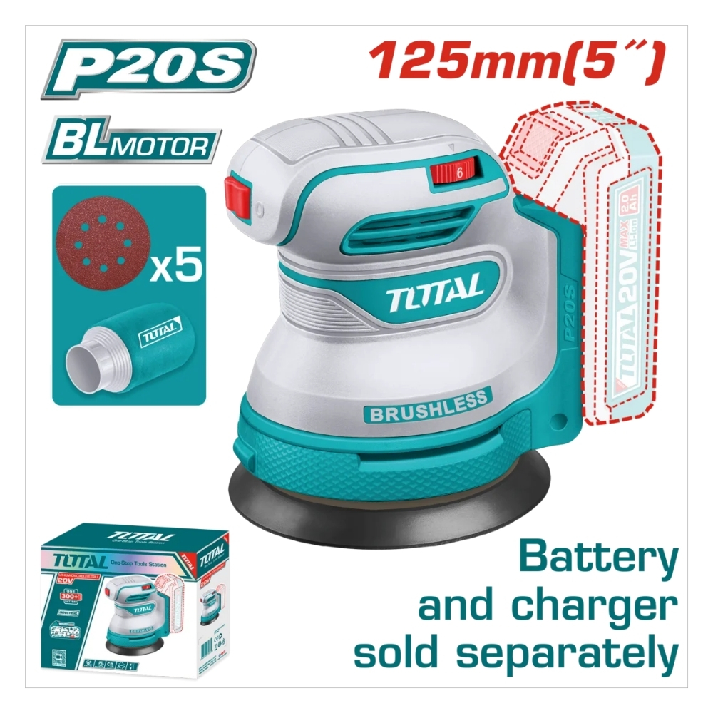 Máy chà nhám dùng pin 20V Total TROSLI2002 (chưa pin & sạc) 1 Máy chà nhám dùng pin 20V Total TROSLI2002 (chưa pin & sạc)