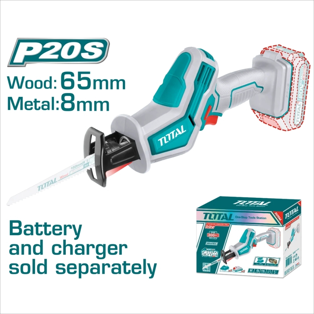 Máy cưa kiếm dùng pin Lithium-ion 20V Total TRSLI6506 (chưa pin & sạc) 1 Máy cưa kiếm dùng pin Lithium-ion 20V Total TRSLI6506 (chưa pin & sạc)