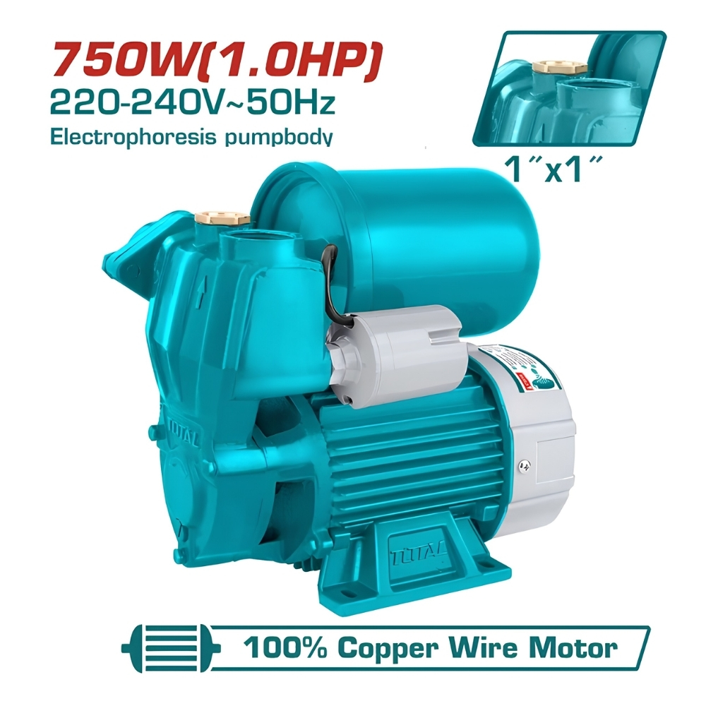 Máy bơm nước tăng áp 750W (1HP) Total TWP97506 1 Máy bơm nước tăng áp 750W (1HP) Total TWP97506