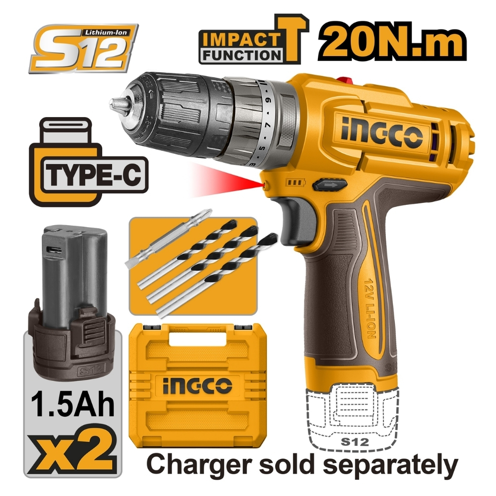 Máy khoan búa 3 chức năng 12V-20Nm Ingco CIDLI12206 1 Máy khoan búa 3 chức năng 12V-20Nm Ingco CIDLI12206