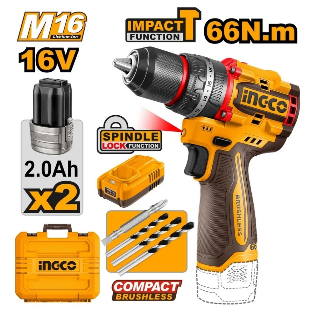 Máy khoan búa 16V-66Nm Ingco CIDLI166062 1 Máy khoan búa 16V-66Nm Ingco CIDLI166062