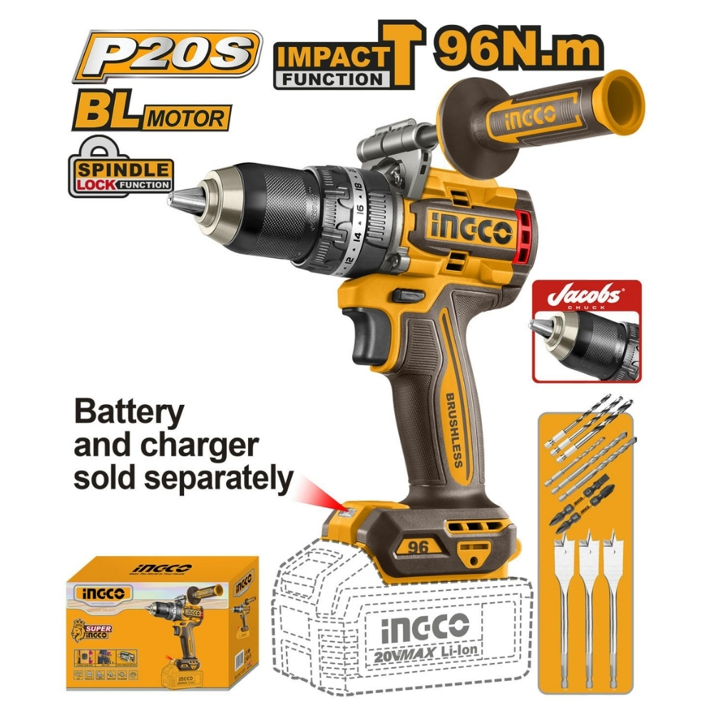 Máy khoan búa 3 chức năng 20V-96Nm Ingco CIDLI209685 (thân máy) 1 Máy khoan búa 3 chức năng 20V-96Nm Ingco CIDLI209685 (thân máy)