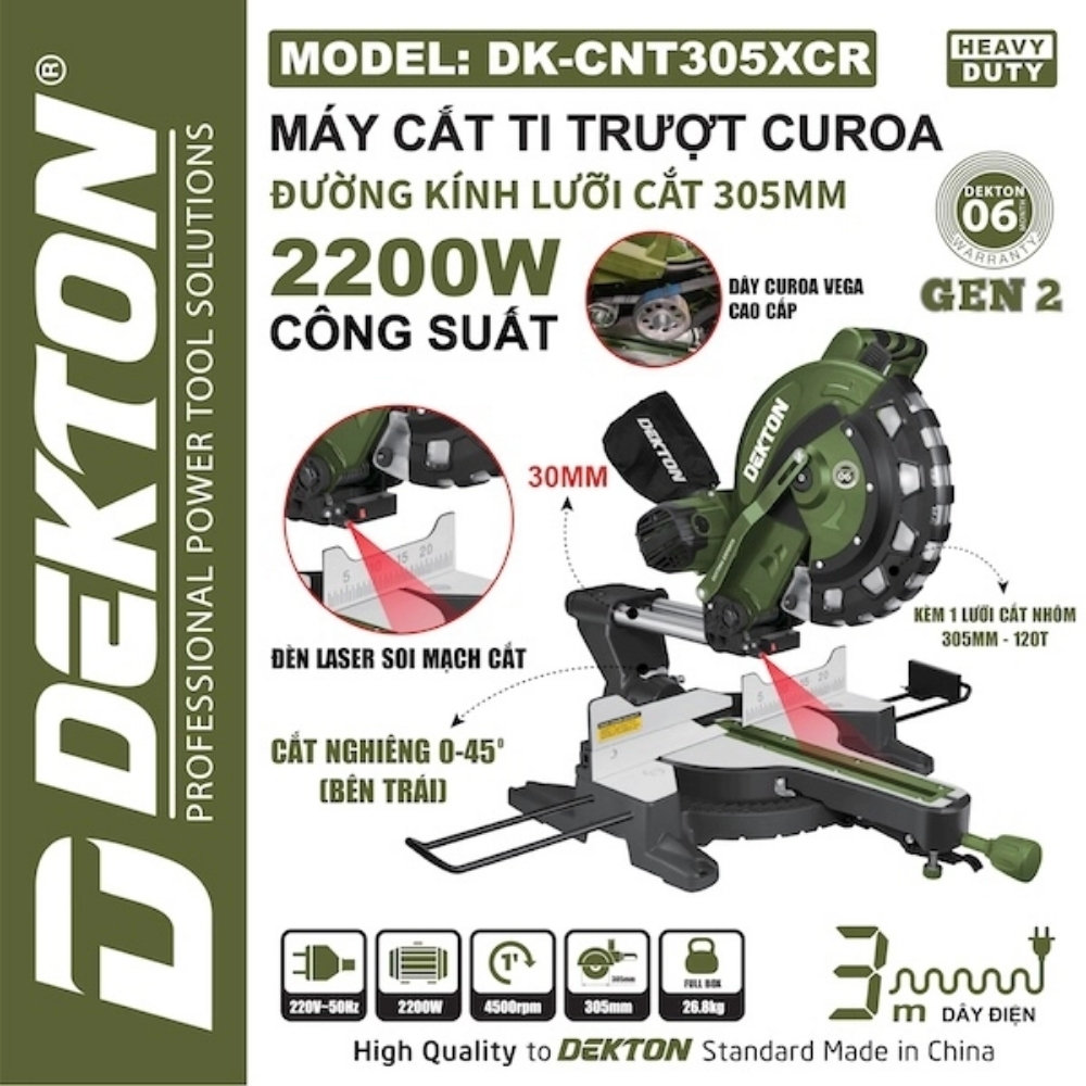 Máy cắt nhôm Curoa 2200W-305mm Dekton DK-CNT305XCR 1 Máy cắt nhôm Curoa 2200W-305mm Dekton DK-CNT305XCR