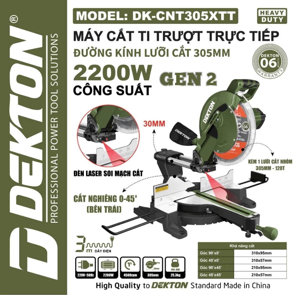Máy cắt nhôm trượt trực tiếp 2200W-305mm Dekton DK-CNT305XTT 1 Máy cắt nhôm trượt trực tiếp 2200W-305mm Dekton DK-CNT305XTT