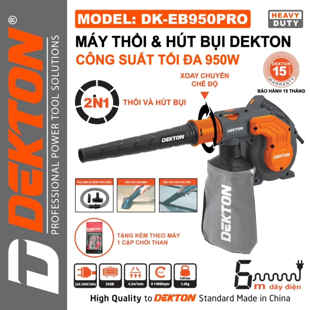 Máy thổi và hút bụi 950W Dekton DK-EB950PRO 1 Máy thổi và hút bụi 950W Dekton DK-EB950PRO