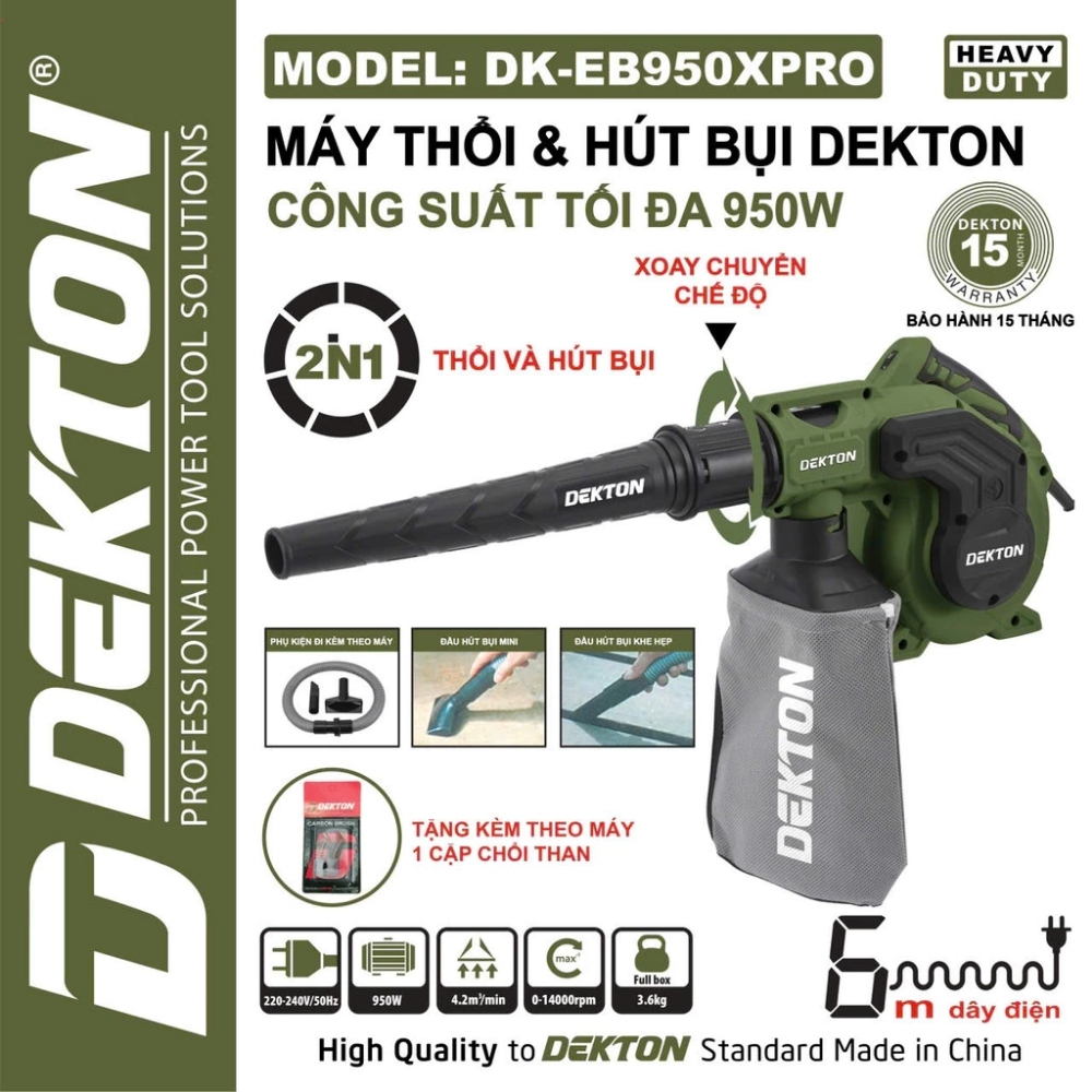 Máy thổi và hút bụi 950W Dekton DK-EB950XPRO 1 Máy thổi và hút bụi 950W Dekton DK-EB950XPRO