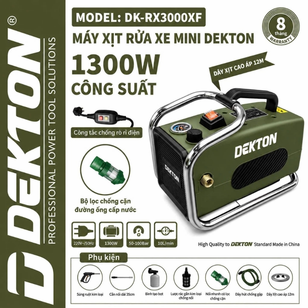 Máy xịt rửa xe mini 1300W Dekton DK-RX3000XF 1 Máy xịt rửa xe mini 1300W Dekton DK-RX3000XF