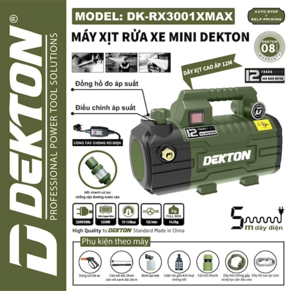 Máy xịt rửa xe mini 1350W Dekton DK-RX3001XMAX 1 Máy xịt rửa xe mini 1350W Dekton DK-RX3001XMAX