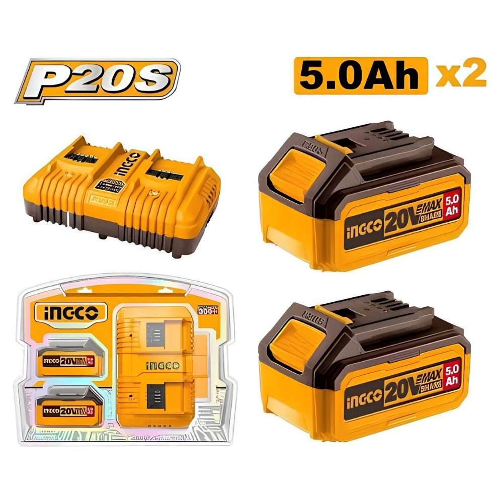Bộ combo 2 pin 5.0Ah & sạc đôi 4A Ingco FBCPK2425 1 Bộ combo 2 pin 5.0Ah & sạc đôi 4A Ingco FBCPK2425