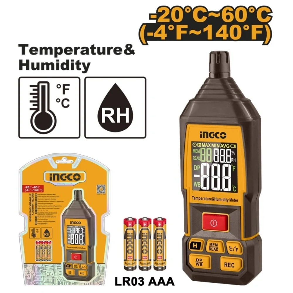 Máy đo độ ẩm & nhiệt độ môi trường Ingco HETHT031 1 Máy đo độ ẩm & nhiệt độ môi trường Ingco HETHT031