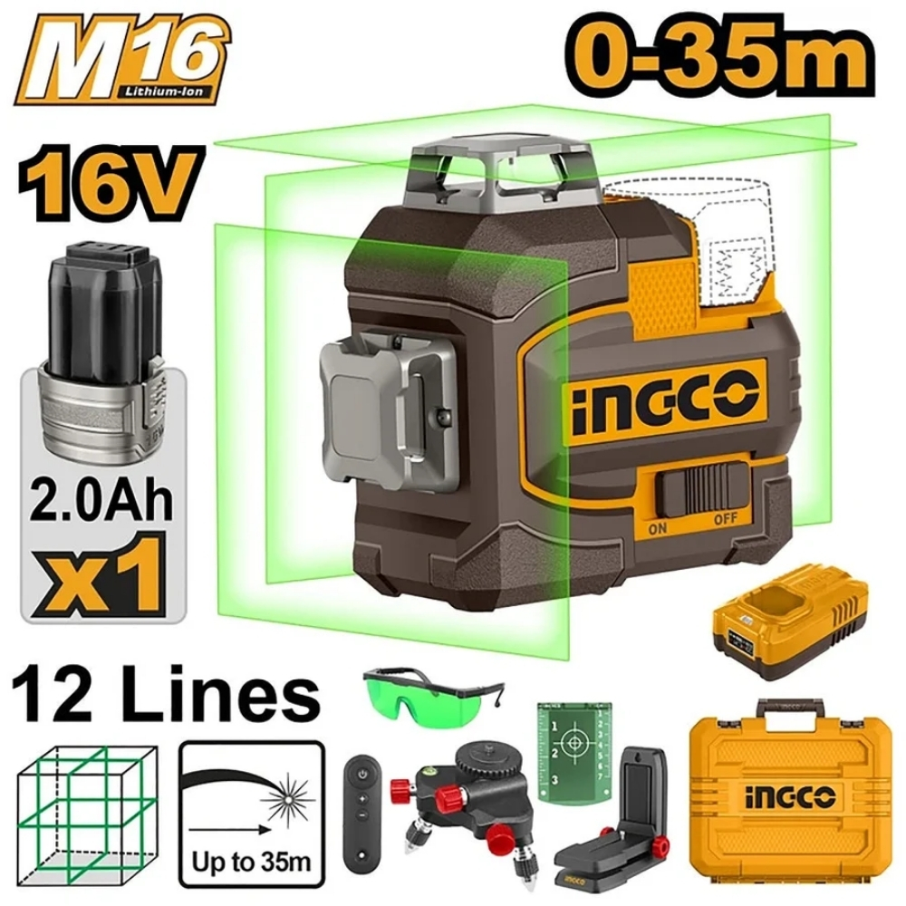 Máy cân bằng laser 8 tia xanh 16V-35 m Ingco HLL301201 1 Máy cân bằng laser 8 tia xanh 16V-35 m Ingco HLL301201