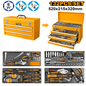 Bộ thùng 3 ngăn 132 dụng cụ Ingco HTCS221321