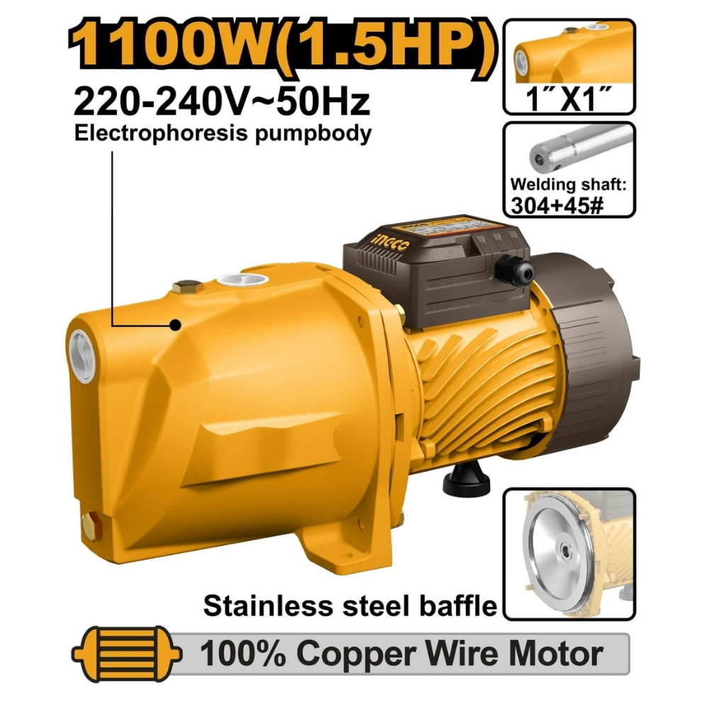 Máy bơm nước phản lực 1100W Ingco JP110068 1 Máy bơm nước phản lực 1100W Ingco JP110068