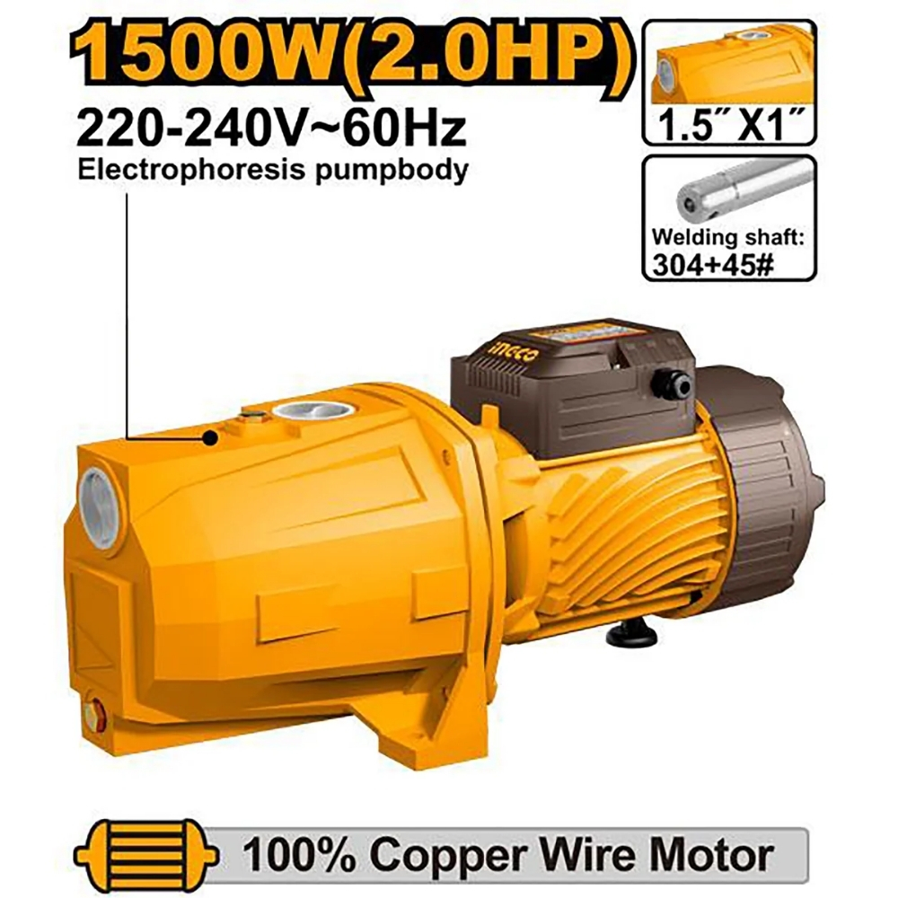 Máy bơm nước phản lực 1500W Ingco JP150068 1 Máy bơm nước phản lực 1500W Ingco JP150068
