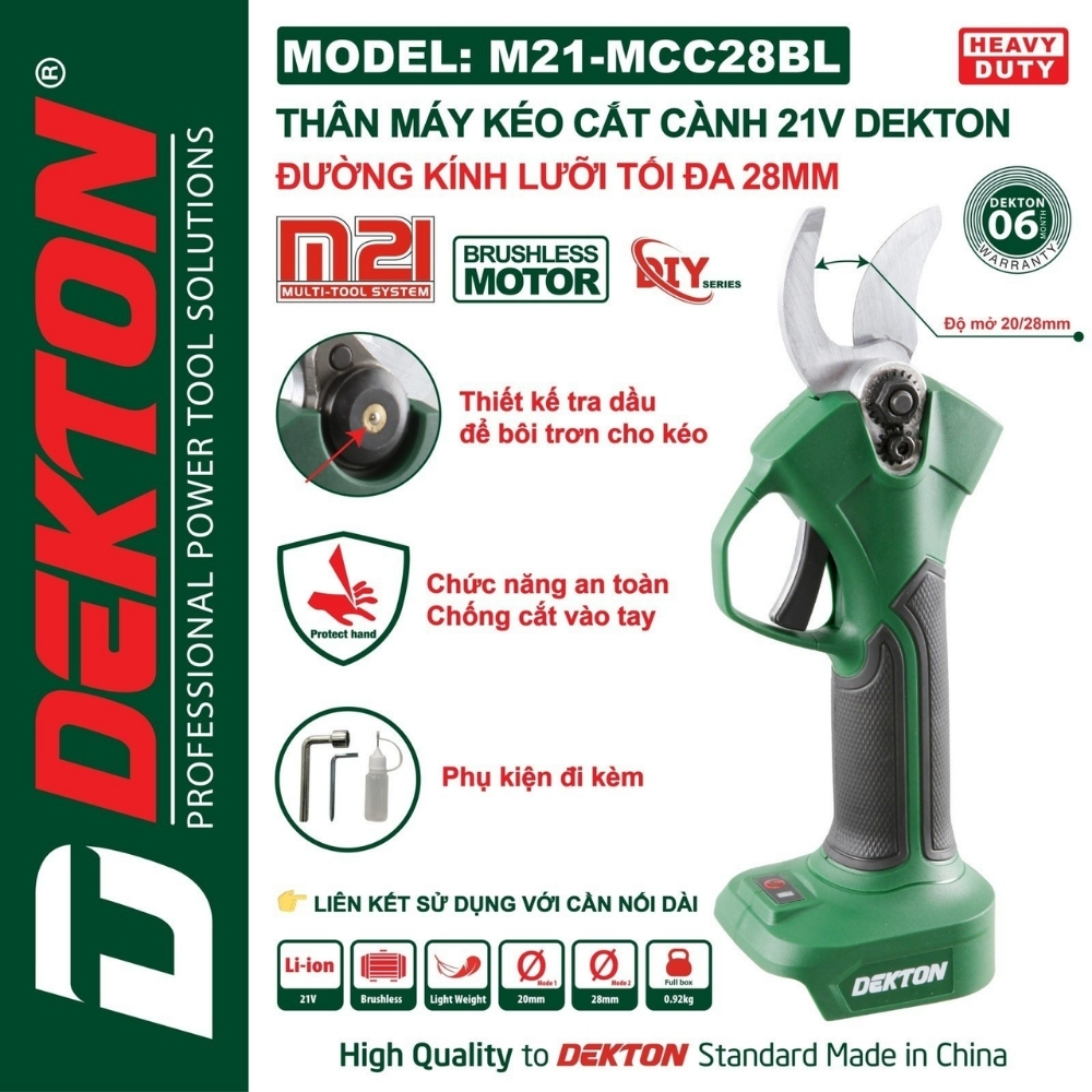 Kéo cắt cành dùng pin 21V-28mm Dekton M21-MCC28BL 1 Kéo cắt cành dùng pin 21V-28mm Dekton M21-MCC28BL