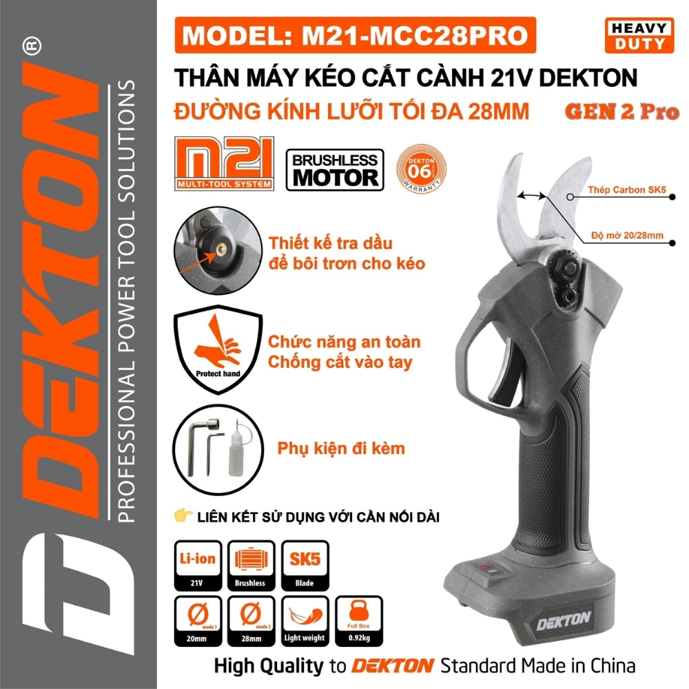 Kéo cắt cành dùng pin 21V-28mm Dekton M21-MCC28PRO 1 Kéo cắt cành dùng pin 21V-28mm Dekton M21-MCC28PRO