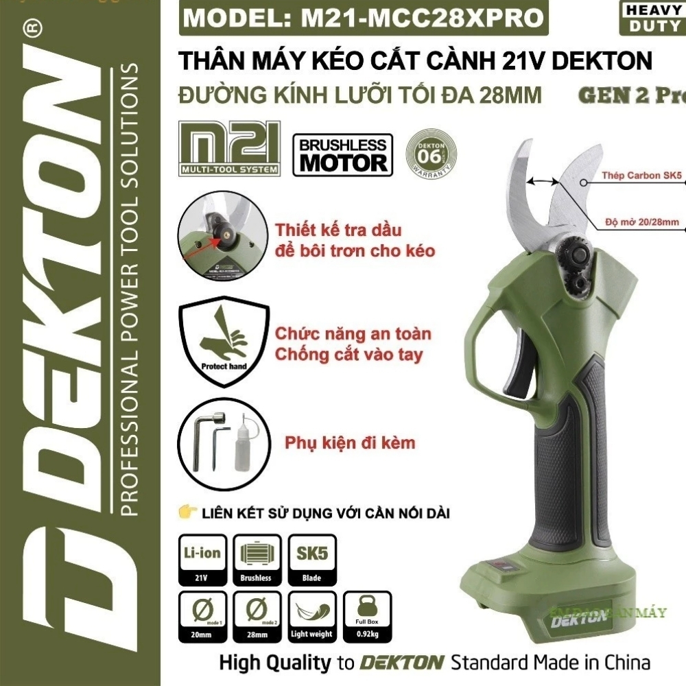 Kéo cắt cành dùng pin 21V-28mm Dekton M21-MCC28XPRO 1 Kéo cắt cành dùng pin 21V-28mm Dekton M21-MCC28XPRO