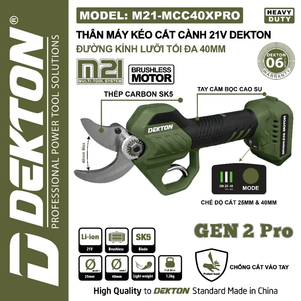 Kéo cắt cành dùng pin 21V-40mm Dekton M21-MCC40XPRO 1 Kéo cắt cành dùng pin 21V-40mm Dekton M21-MCC40XPRO