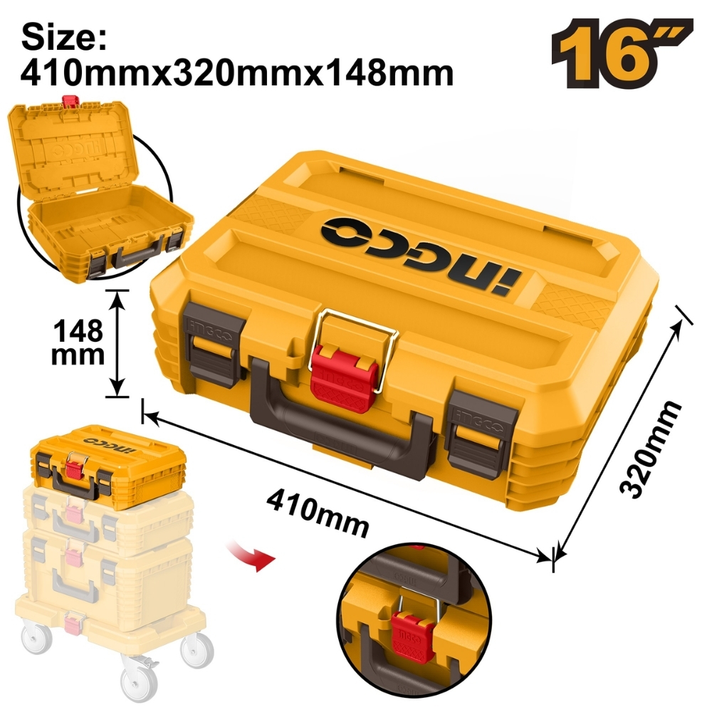 Hộp đựng dụng cụ xếp chồng 16 inch Ingco PBXS101 1 Hộp đựng dụng cụ xếp chồng 16 inch Ingco PBXS101