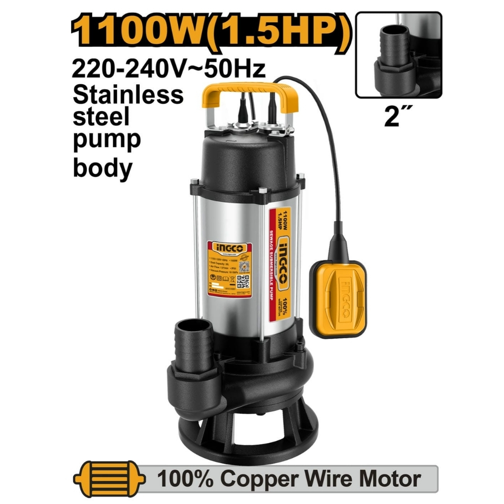 Máy bơm chìm nước thải 1100W Ingco SPDS110068 1 Máy bơm chìm nước thải 1100W Ingco SPDS110068