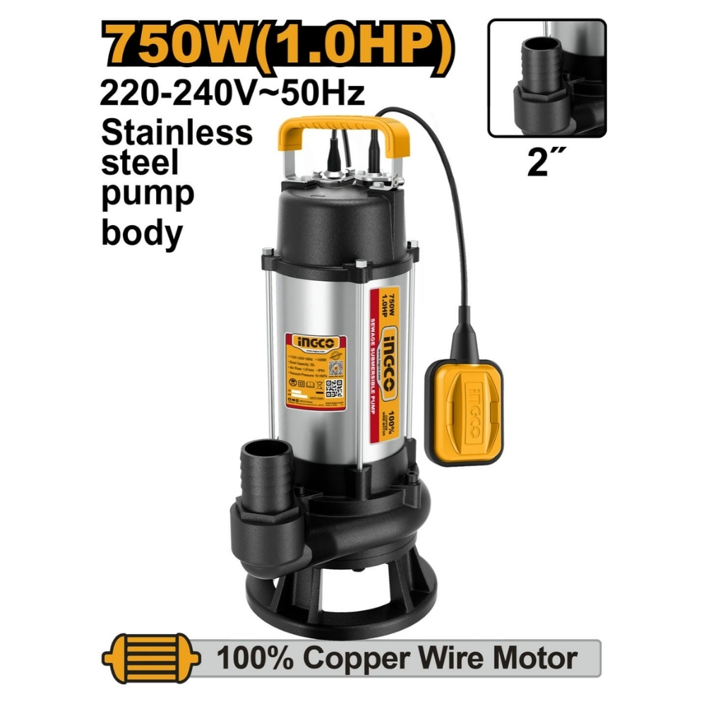 Máy bơm chìm nước thải 750W Ingco SPDS75068 1 Máy bơm chìm nước thải 750W Ingco SPDS75068