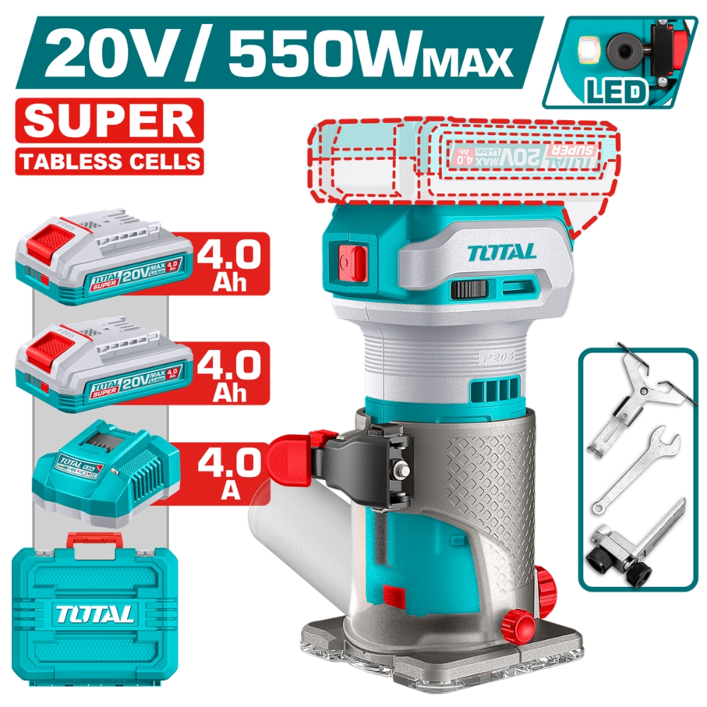 Máy phay gỗ dùng pin 20V Total TCRLI34031 1 Máy phay gỗ dùng pin 20V Total TCRLI34031