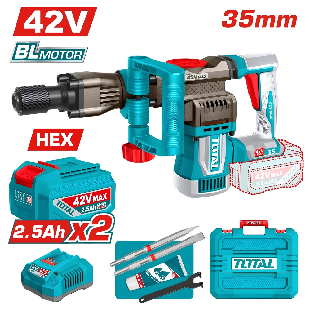 Máy đục bê tông dùng pin 42V - 35mm Total TDBLI423582 (2 pin & sạc) 1 Máy đục bê tông dùng pin 42V-35mm Total TDBLI423582