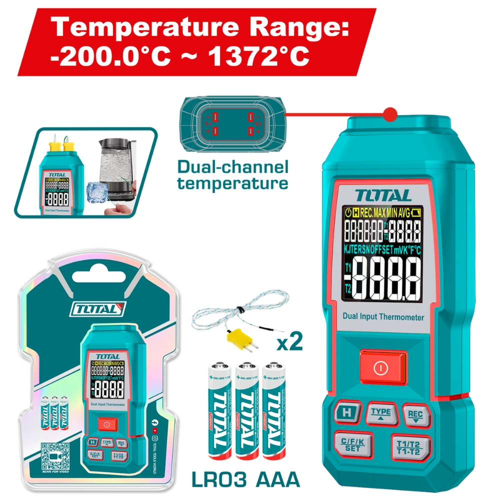 Nhiệt kế hai đầu dò Total TETHT032 1 Nhiệt kế hai đầu dò Total TETHT032