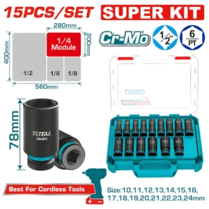 Bộ 15 đầu tuýp lục giác sâu 1/2" Total THKISD12156L